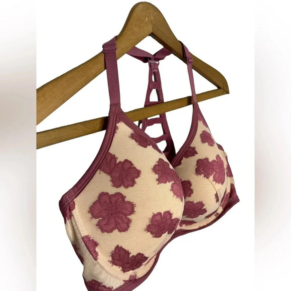 PINK Victorias Secret Hibiscus Lace Floral Soft Begonia Dusty Pink Cage Bra - Picture 4 of 11